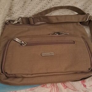 Baggallini Tan Messenger Bag with Adjustable Strap and Classic Design